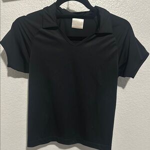 Black V-Neck Short Sleeve Top